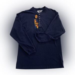 Vintage Winnie the Pooh Shirt Unisex L Blue Long Sleeve Embroidered Disney Store